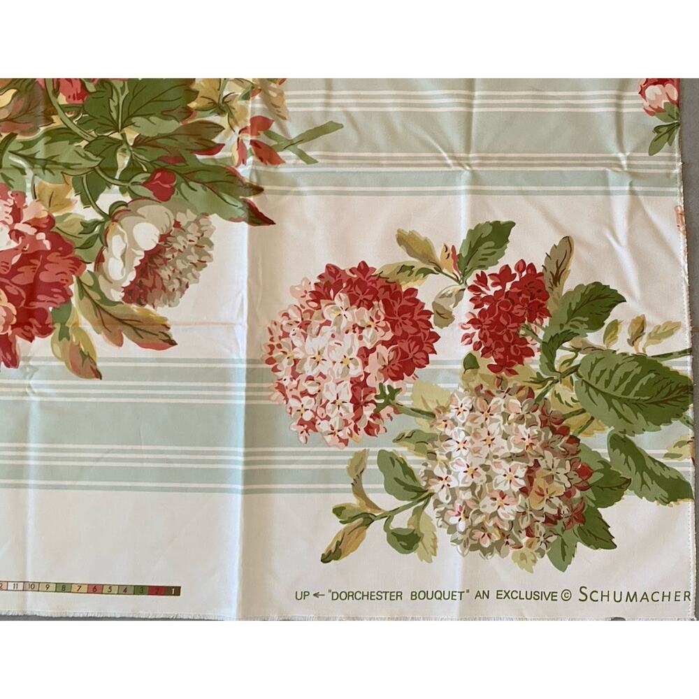 2 Schumacher Dorchester Bouquet Floral Stripe Multicolor Fabric Samples 26 x 26 - Picture 3 of 5